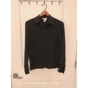 Black Polka Dot Silk Blouse